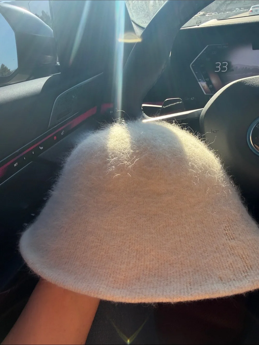Vintage Ivory Angora Wool Fuzzy Bucket Hat Cloche Y2K Winter